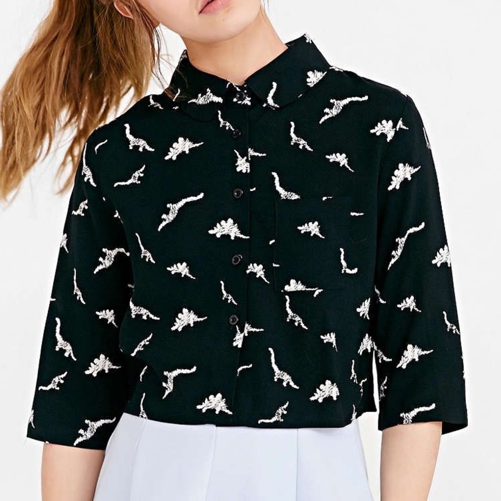 UO The White Pepper Dino Crop Shirt